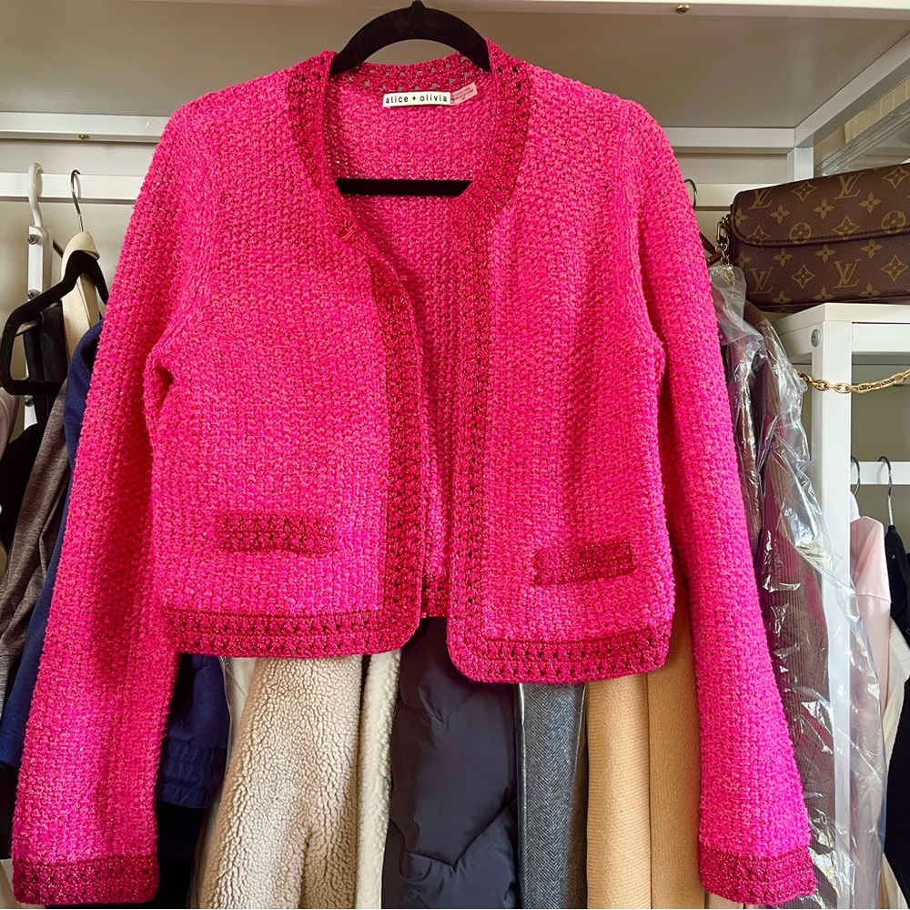 Alice+Olivia cardigan rose red